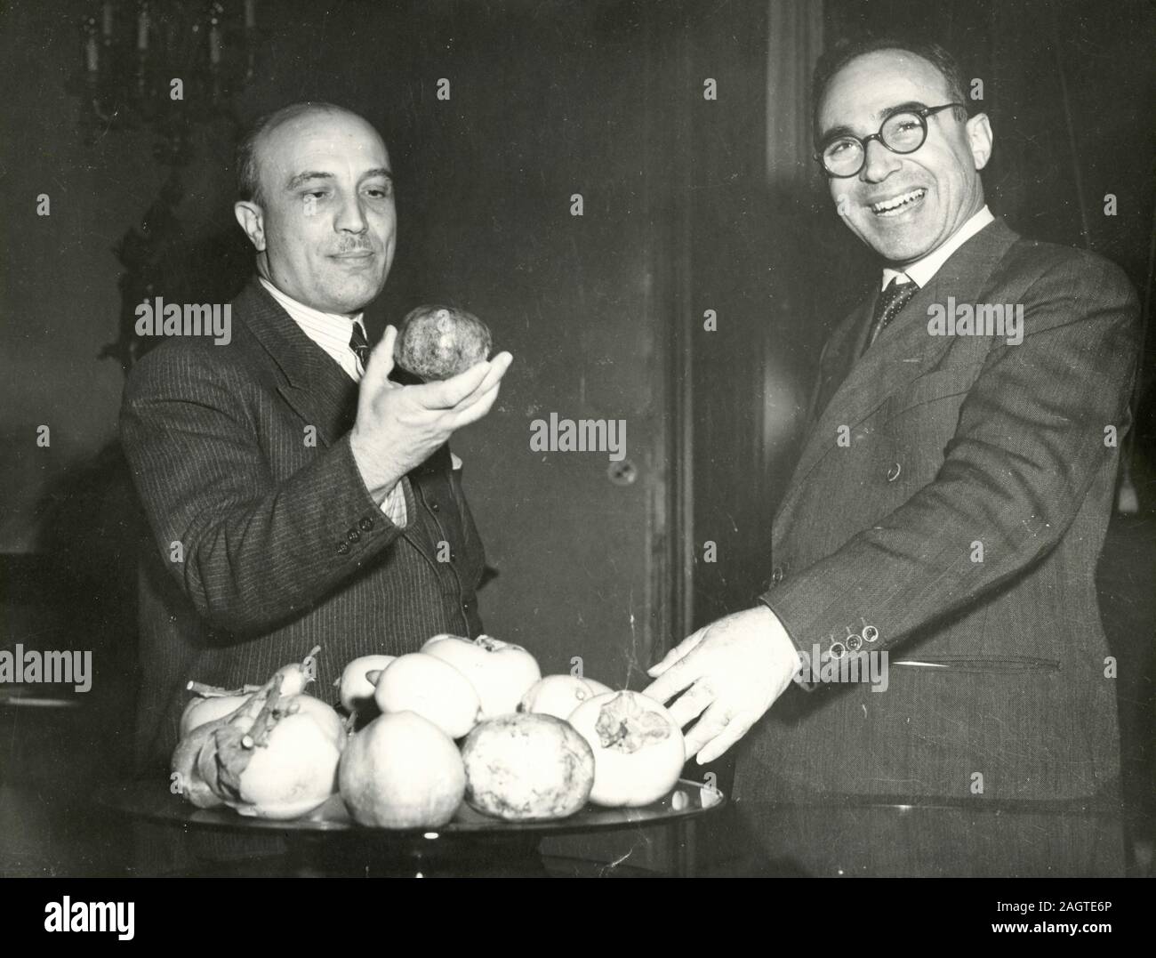 Italian politicians President Amintore Fanfani and Giorgio La Pira, Rome, Italy 1960s Stock Photo