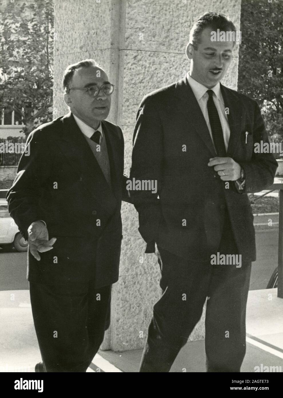 Italian politicians Giorgio La Pira and Nicola Pistelli, Rome, Italy 1960s Stock Photo