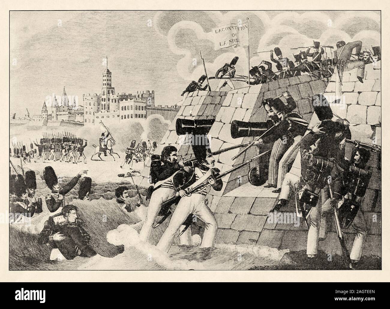 War of Spain. The battle of Fort Trocadero, August 31, 1823 enshrines the victory of a French expeditionary force over the Spanish liberal revolutiona Stock Photo