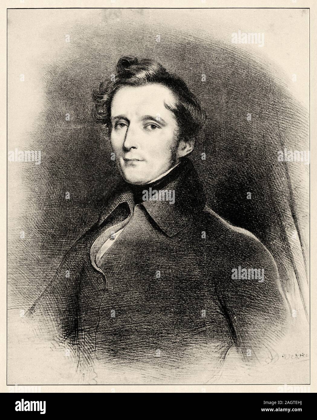 Portrait of Alphonse Marie Louis Prat de Lamartine (Mâcon, October 21, 1790 Paris, February 28, 1869) was a French writer, poet and politician of the Stock Photo