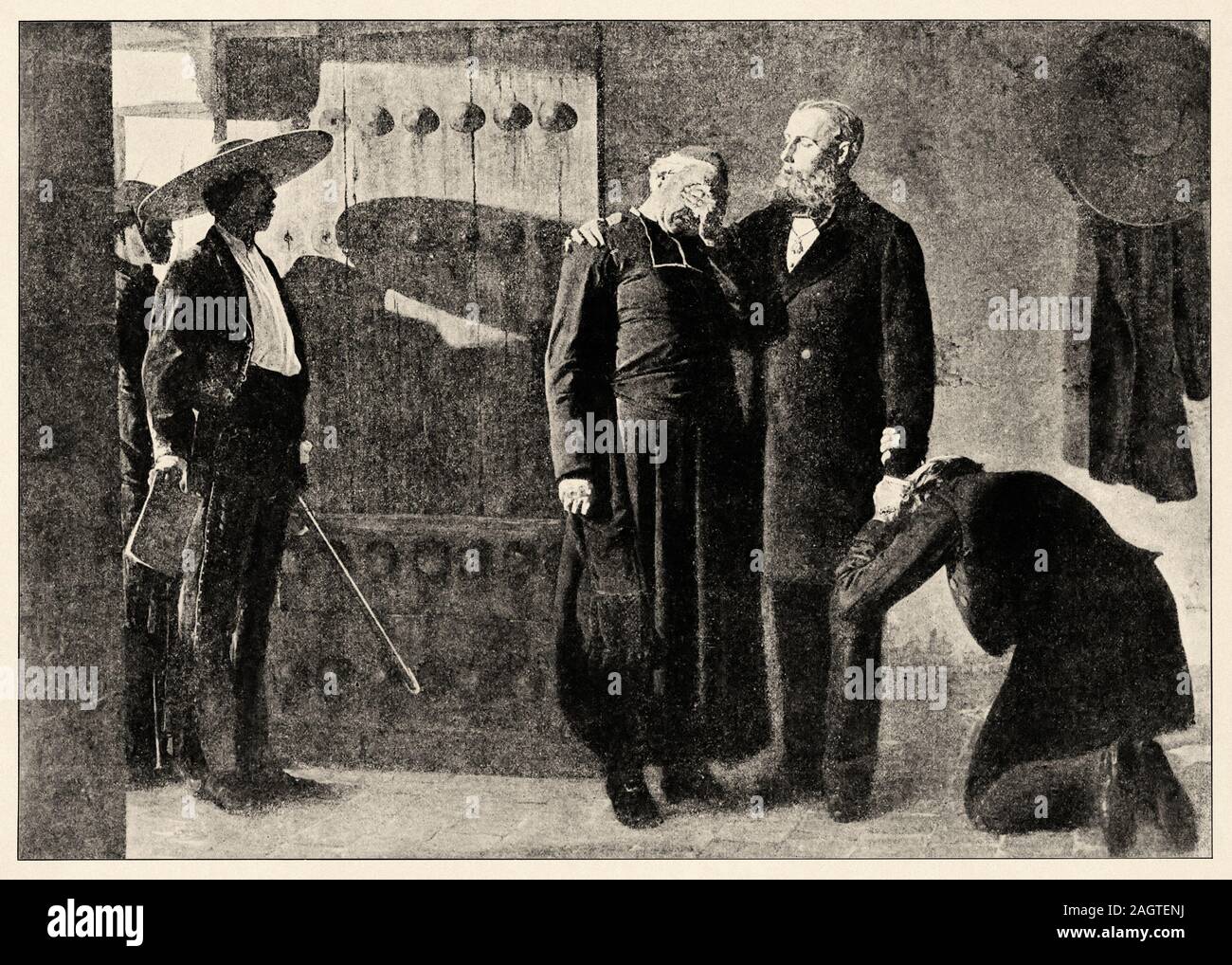 Mexican war. Last moments of Emperor Maximilian I of México before his execution by firing squad in 1867. Maximilian I of Mexico, 1832 - 1867. History Stock Photo