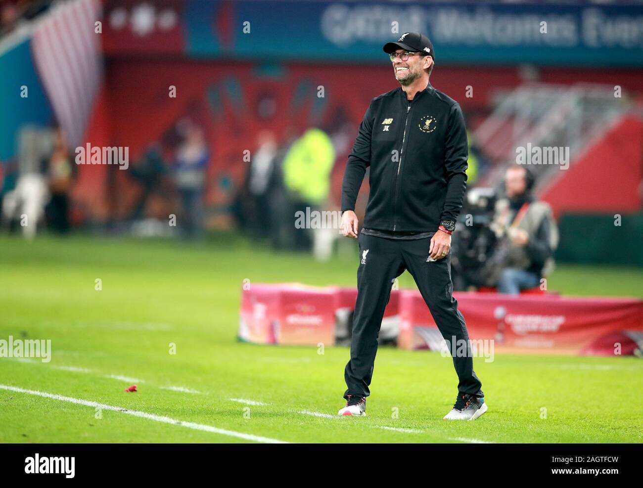 Liverpool manager Jurgen Klopp during the FIFA Club World Cup final at the Khalifa International Stadium, Doha. Stock Photo