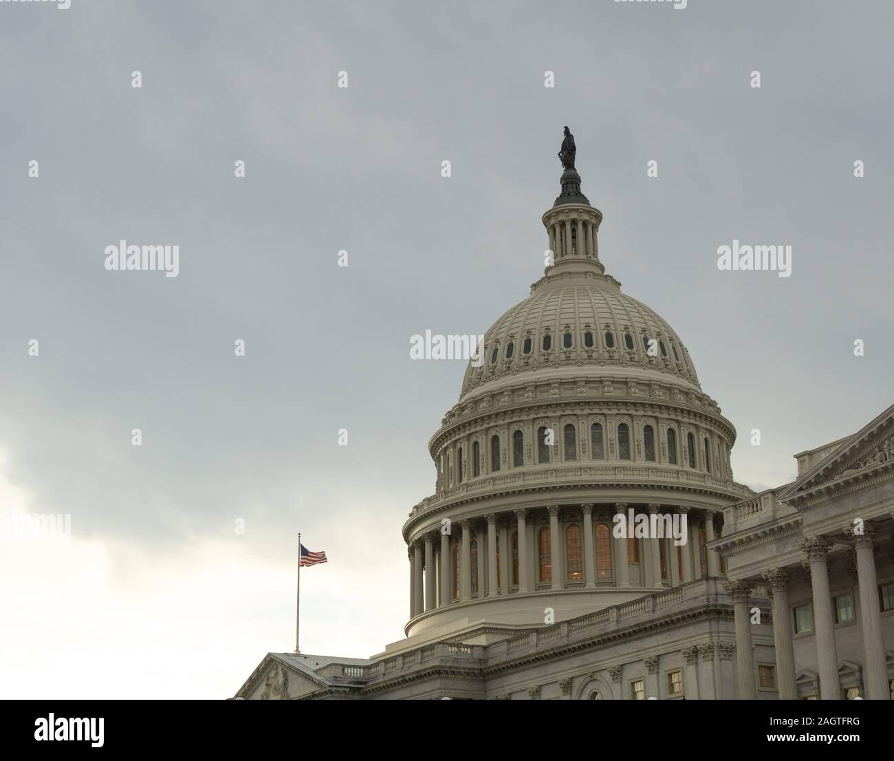 May 25, 2019, Washington D.C. Storm clouds gather over the U.S. Capitol building, Washington D.C. Stock Photo