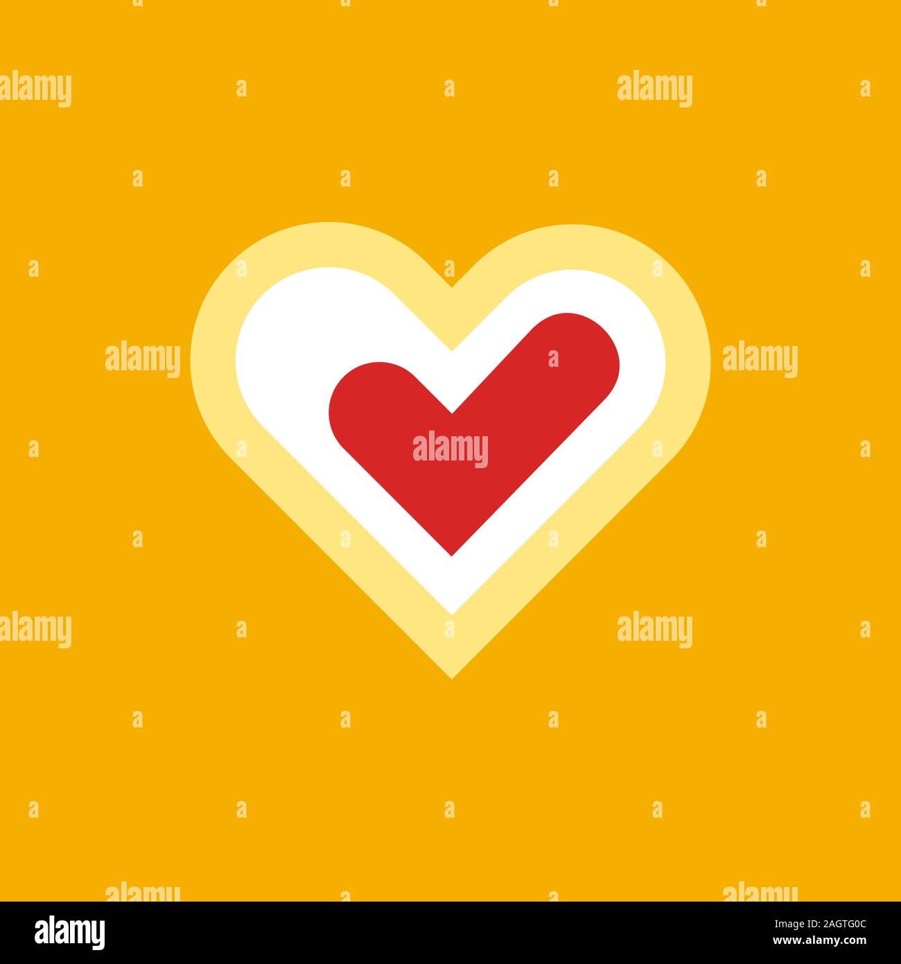 Outline heart web button with red check mark Stock Vector