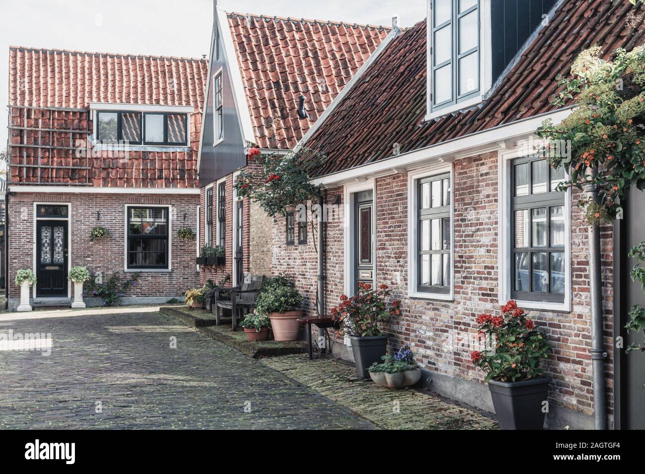 Impression of the Graaf Willemstraat in the old center of Edam in The Netherlands Stock Photo