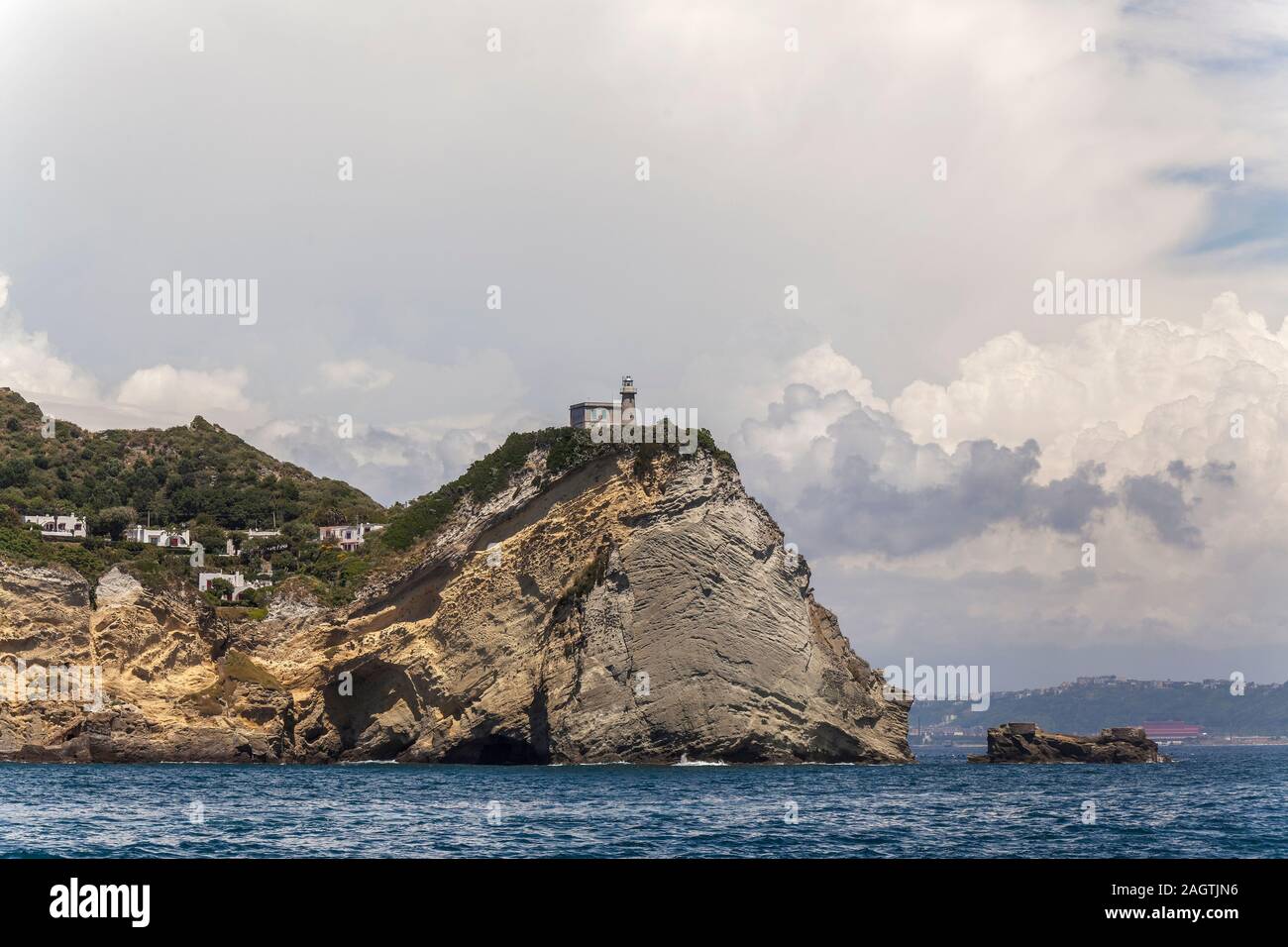 Lighthouse of Cape Miseno, Bacoli, Pozzuoli, Phlegrean Fields, Naples, Campania, Italy Stock Photo