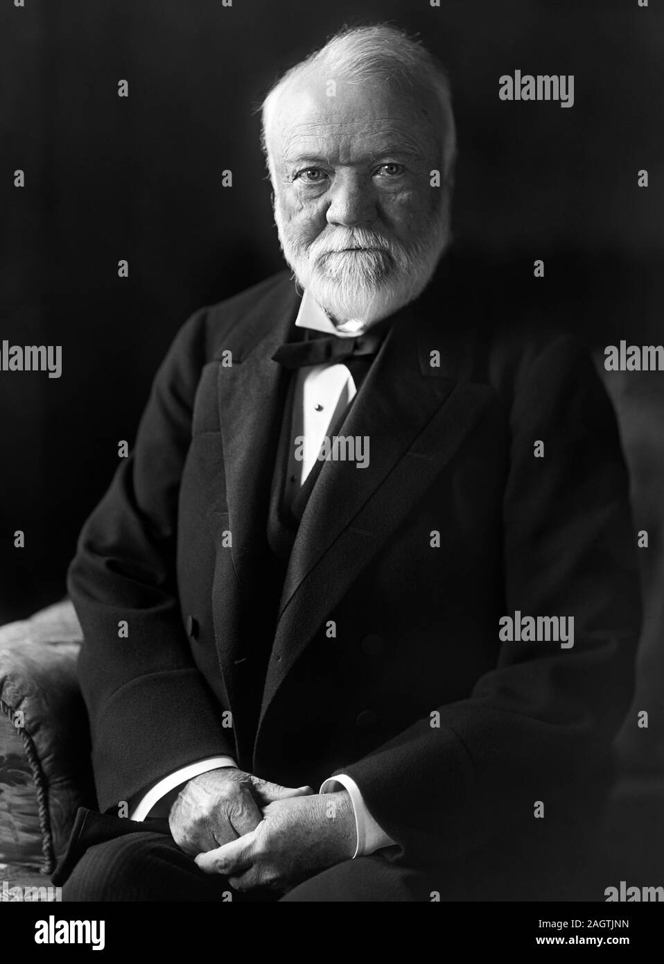 Vintage portrait photo of Scottish-American industrialist and philanthropist Andrew Carnegie (1835 – 1919). Photo circa 1910 by Harris & Ewing. Stock Photo