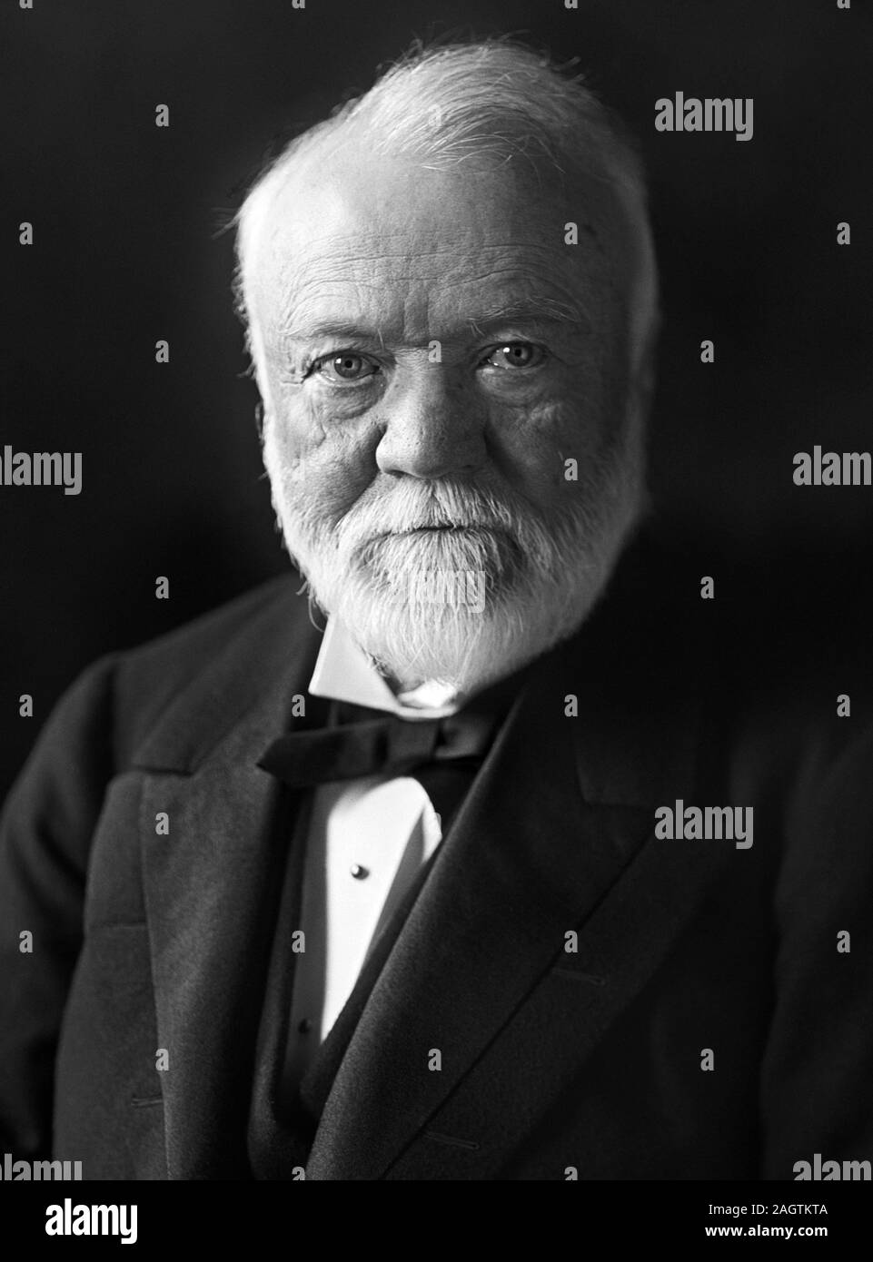 Vintage portrait photo of Scottish-American industrialist and philanthropist Andrew Carnegie (1835 – 1919). Photo circa 1910 by Harris & Ewing. Stock Photo