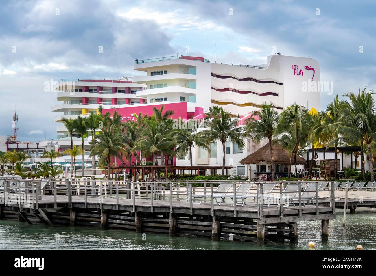 Cancun Temptation resort facade Stock Photo