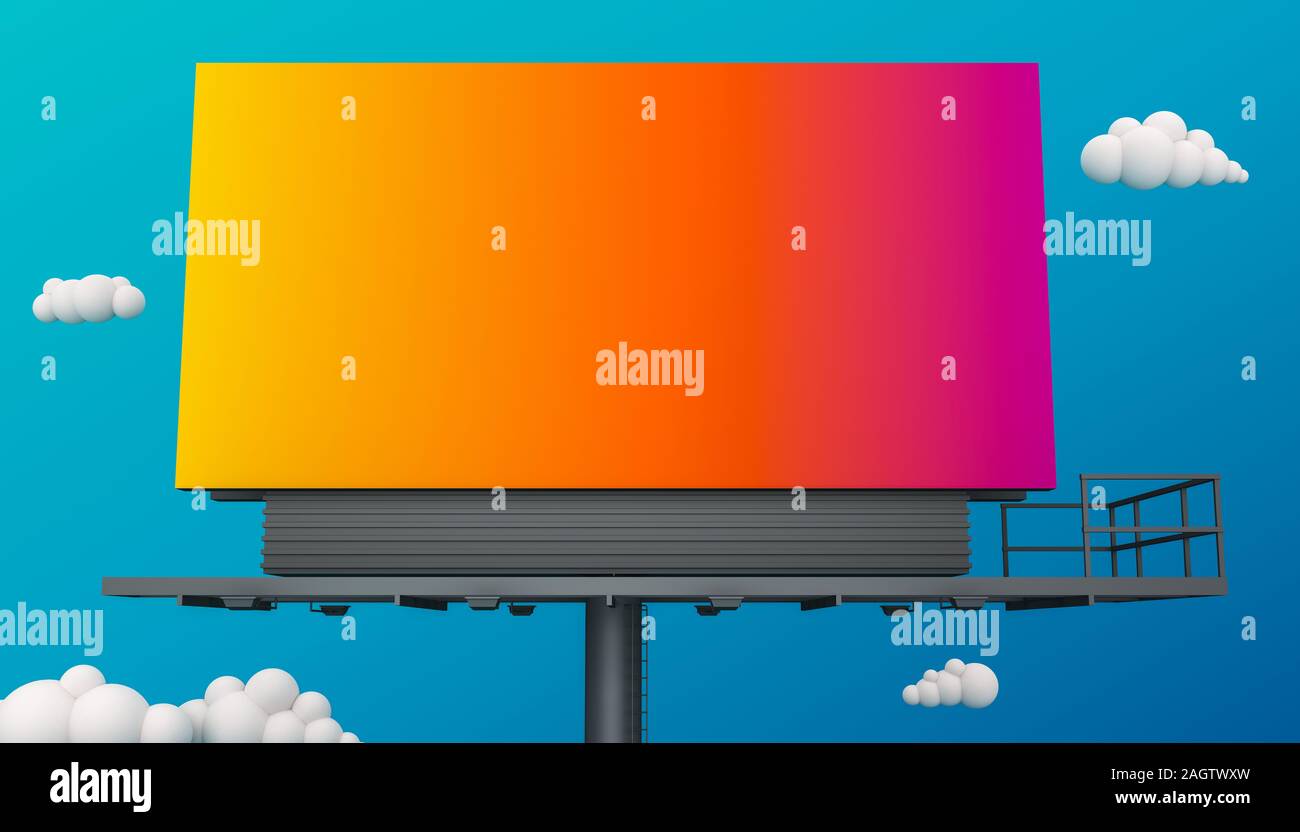 billboard blank for outdoor advertising on colorful background with
