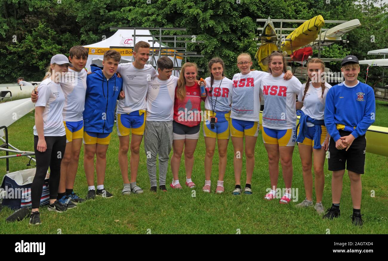 Warrington Rowing Club Junior14's, National Schools Regatta, Dorney Lake, Eton College Rowing Centre, Berks, England, SL4 Stock Photo