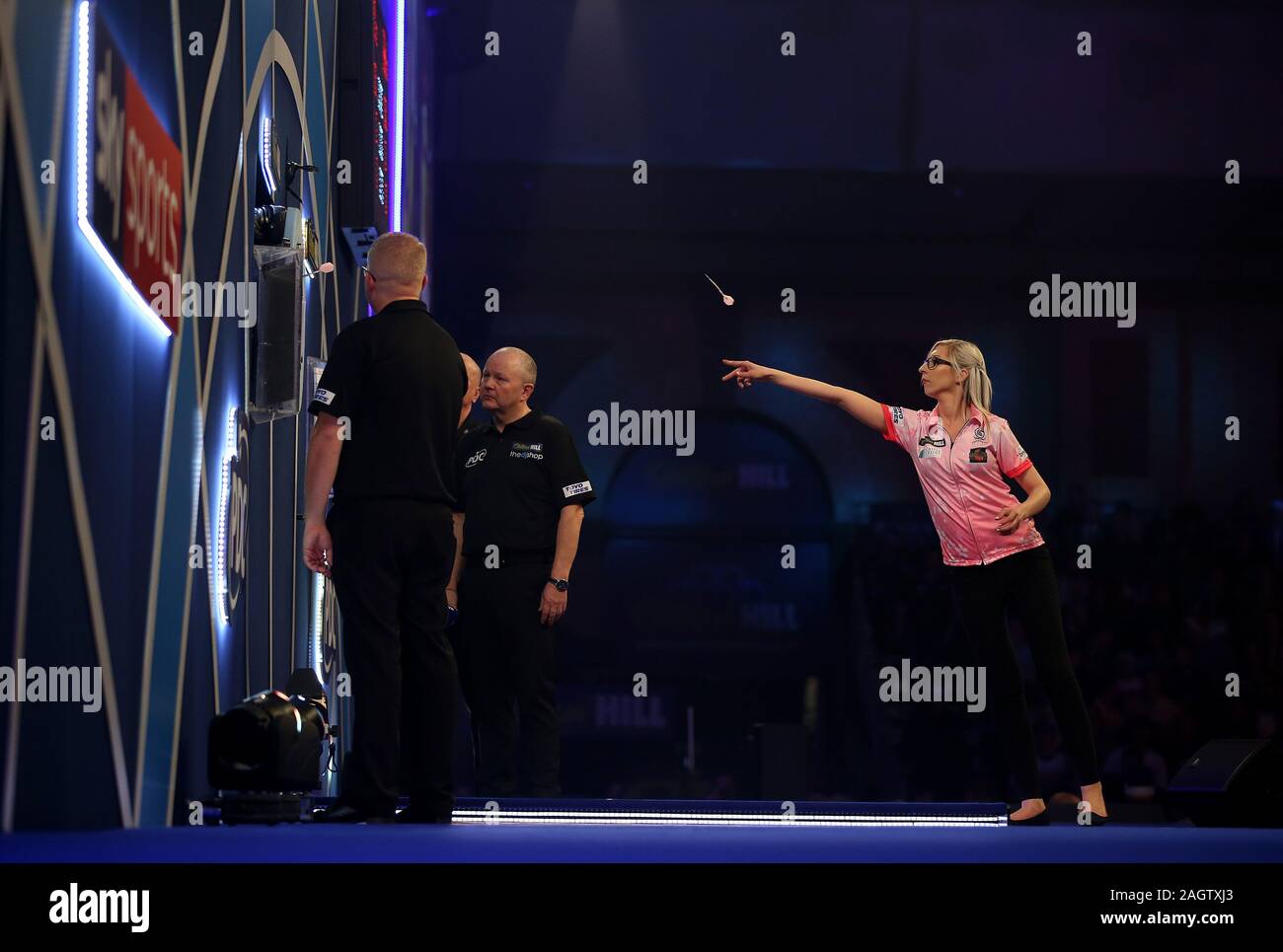 Fallon Sherrock in action during day nine of the William Hill World Championships at Alexandra Palace, London. Stock Photo