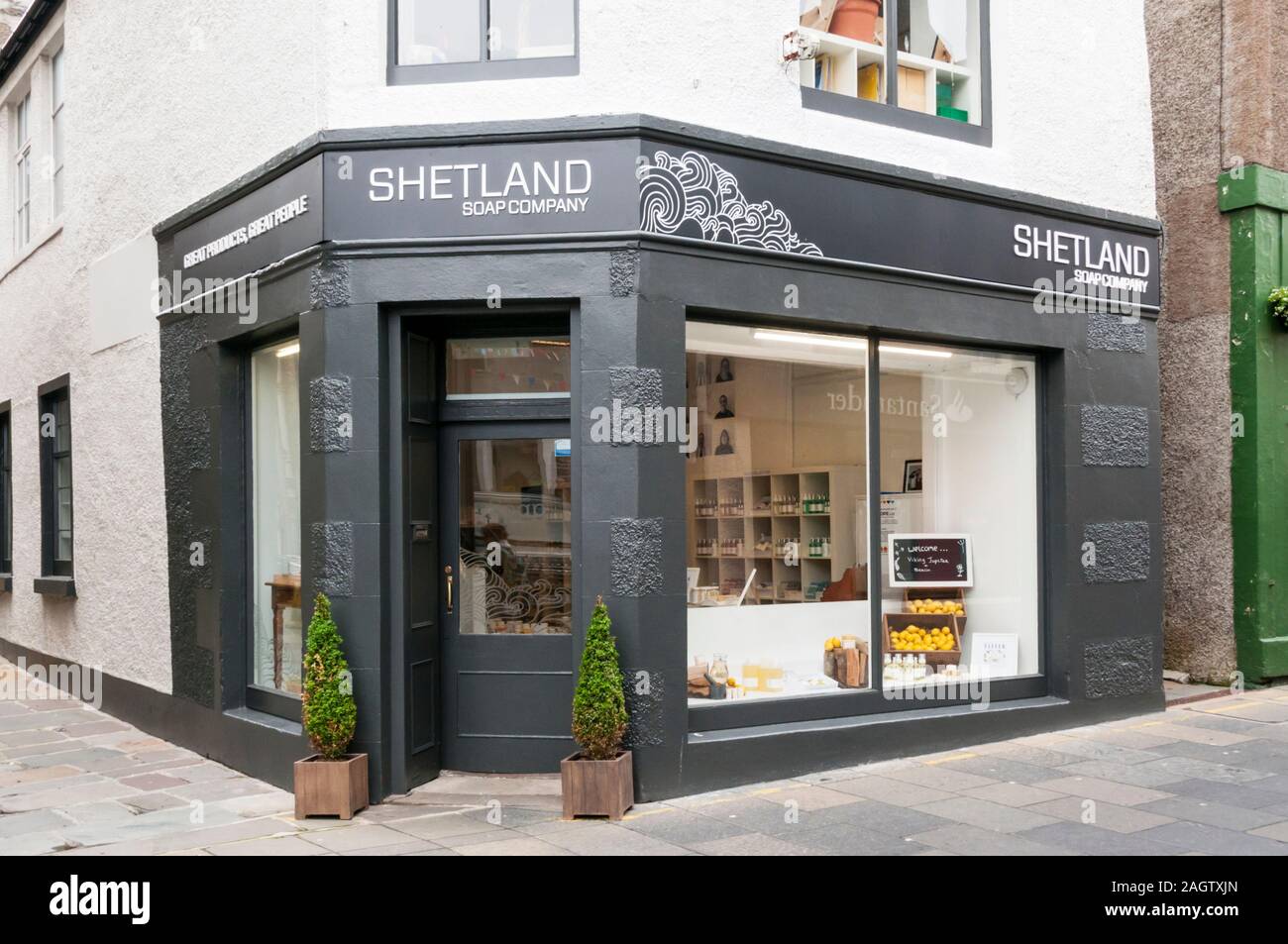 The Shetland Soap Company shop in Commercial Street, Lerwick, Shetland. Stock Photo