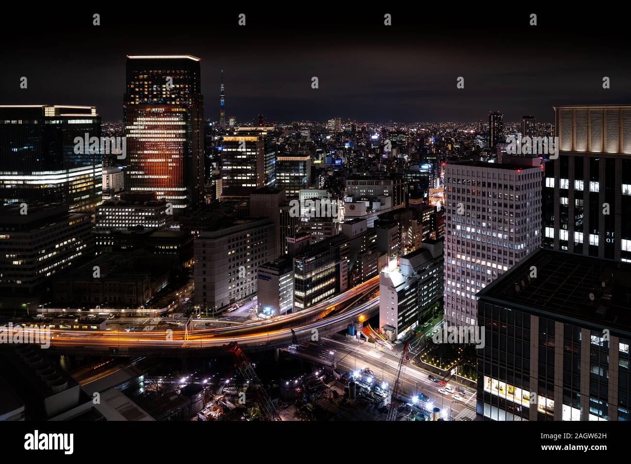 Tokio night skyline Stock Photo