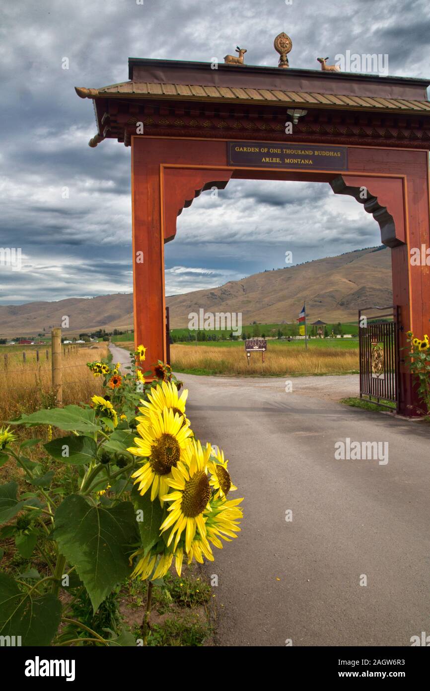 Views of the Garden of One THousand Buddhas in western Montana Stock Photo