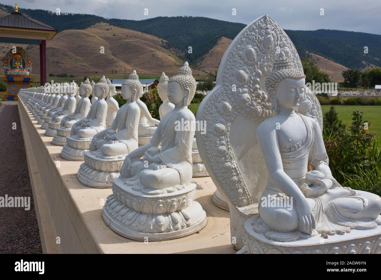 Views of the Garden of One THousand Buddhas in western Montana Stock