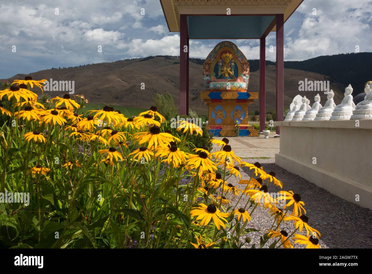 Views of the Garden of One THousand Buddhas in western Montana Stock Photo