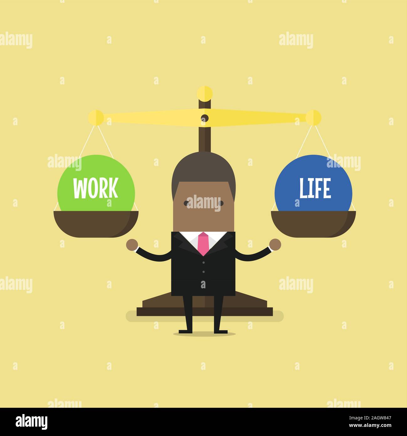 African businessman balance Work and life. vector Stock Vector Image ...