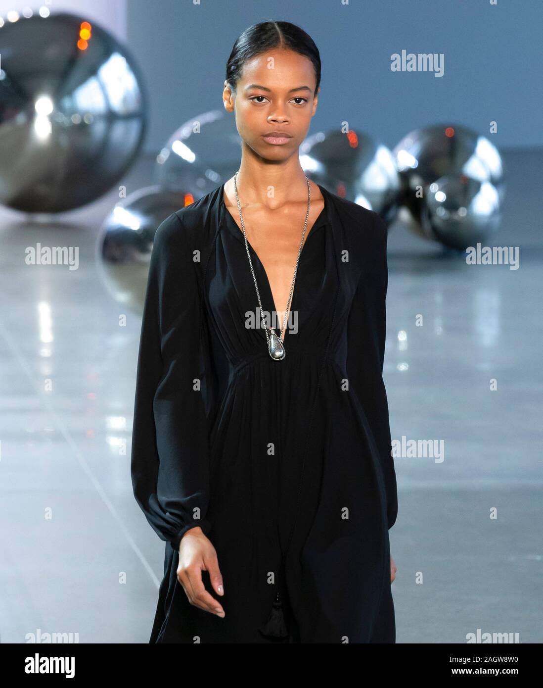 New York, NY - Sept 10, 2019: Aaliyah Hydes walks the runway at the ...