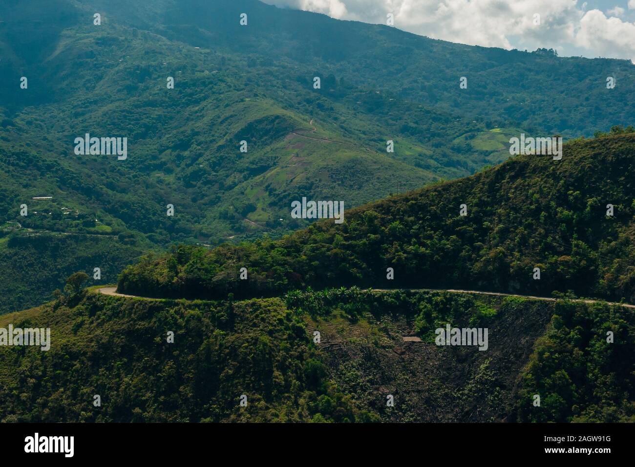 The Death Road is one of the most dangerous roads in the world Stock