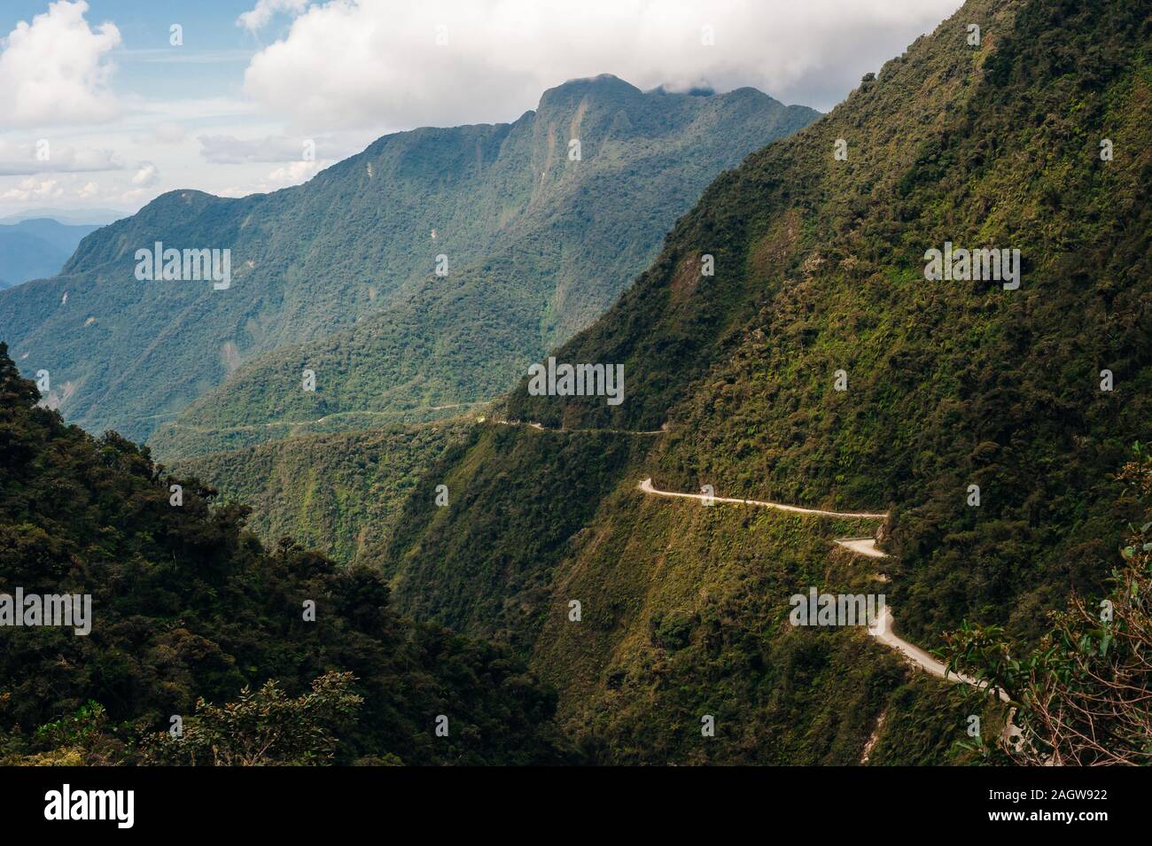 The Death Road is one of the most dangerous roads in the world Stock