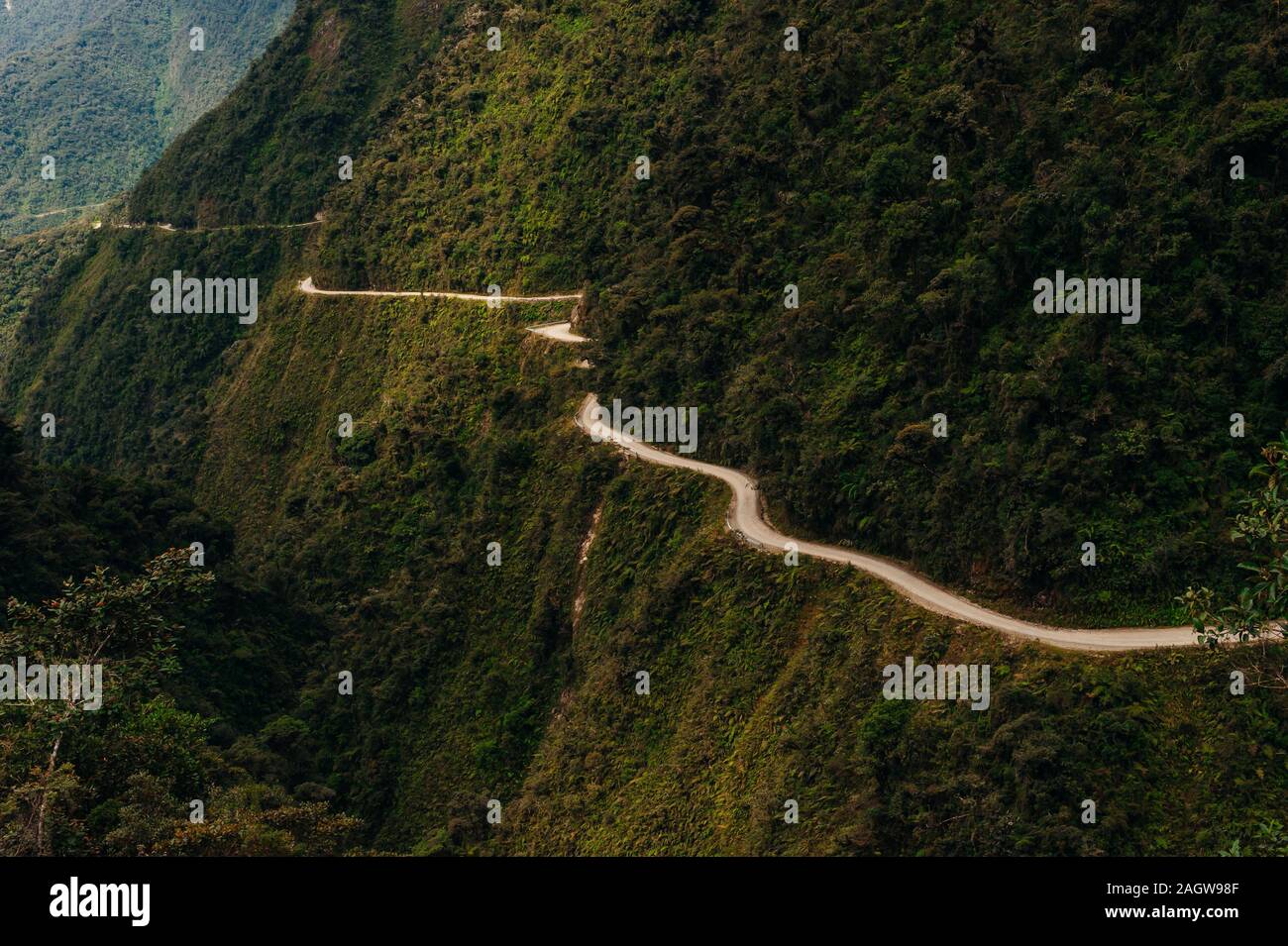 The Death Road is one of the most dangerous roads in the world Stock