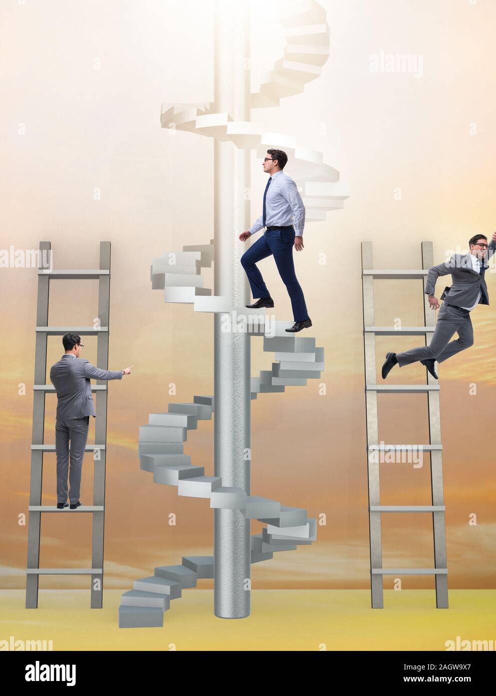 Competition concept with businessman beating competitors Stock Photo ...