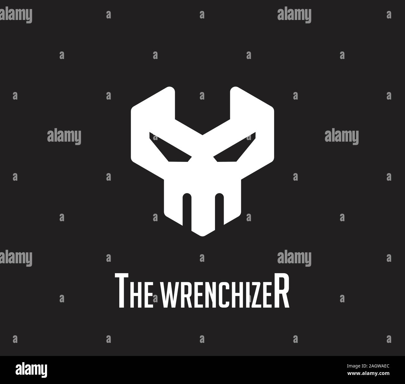skull face inside the wrench. Isolated Vector Illustration Stock Vector
