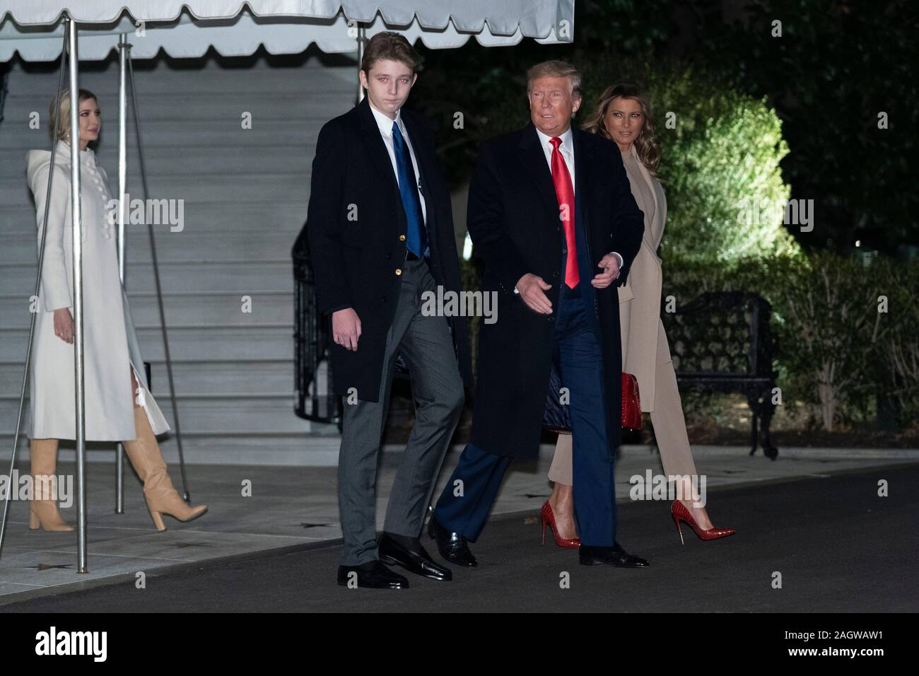 United States President Donald J Trump First Lady Melania Trump Their Son Barron Trump And First Daughter And Advisor To The President Ivanka Trump Depart The White House In Washington Dc For