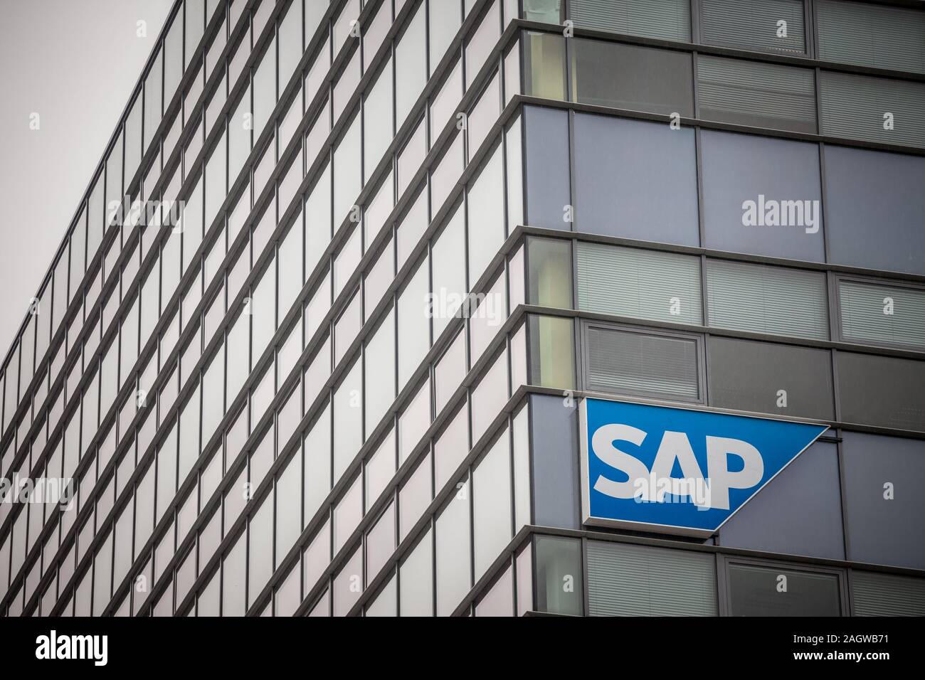 BRNO, CZECHIA - NOVEMBER 5, 2019: SAP logo in front of their office for Brno. SAP is a German enterprise software development specialized in CRM and E Stock Photo
