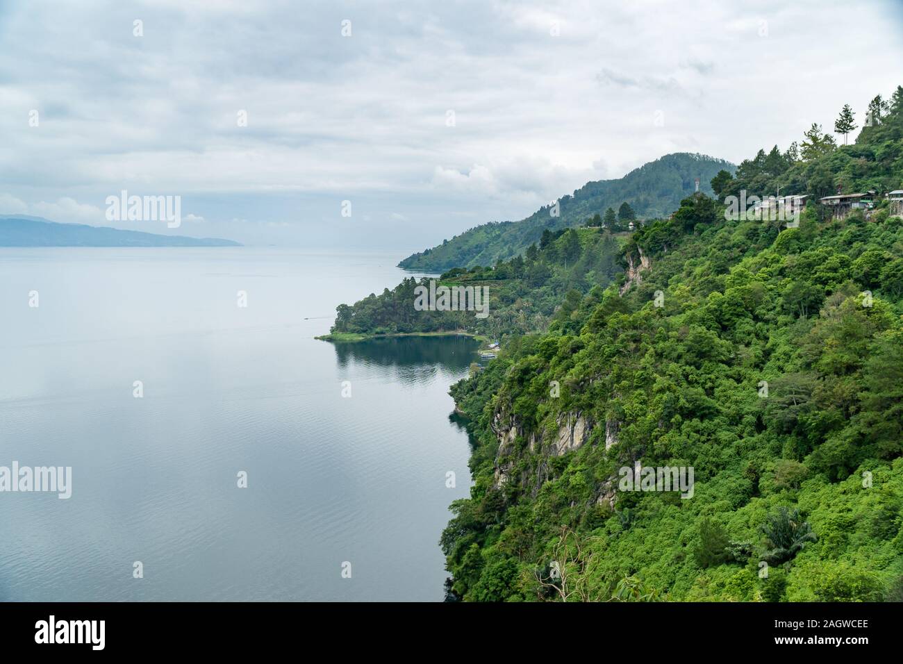 View from Panatapan - Lake toba in Hanging stone area Stock Photo