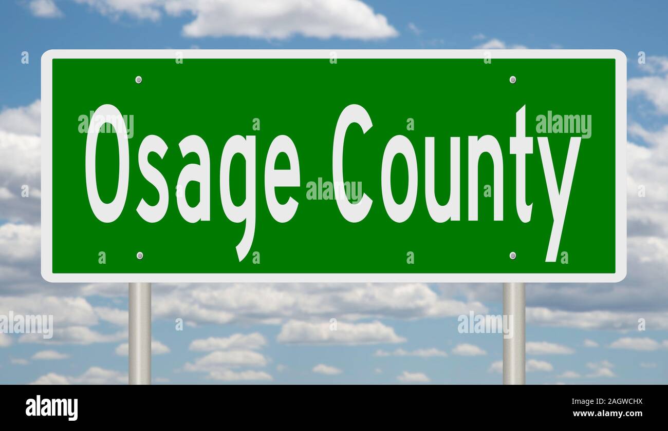 Rendering of a green 3d highway sign for Osage County Stock Photo Alamy