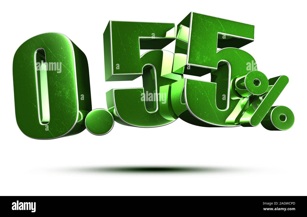 3D illustration 0.55 percent green on a white background.(with Clipping Path). Stock Photo