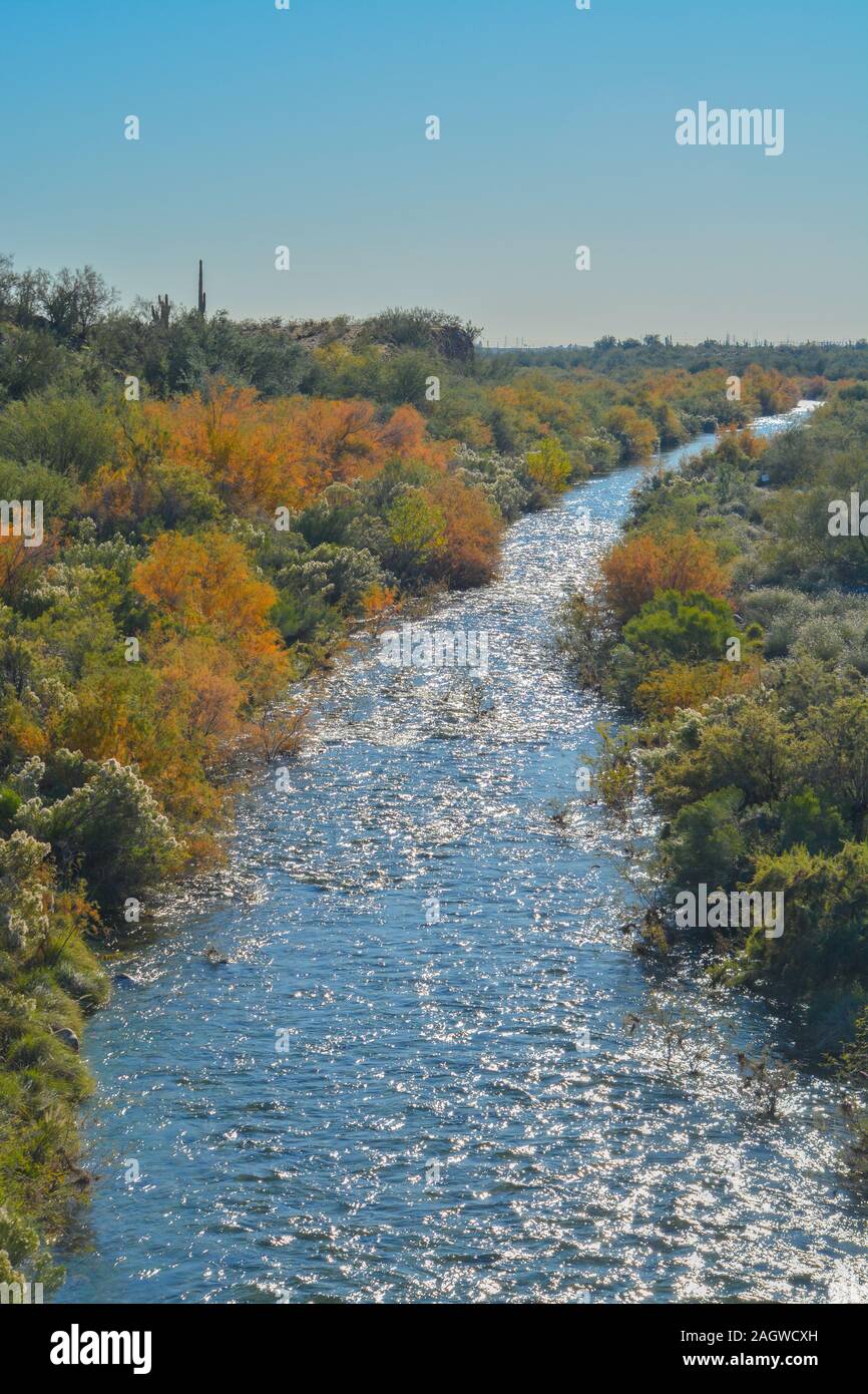 Agua Fria River in the southwest desert of Peoria, Maricopa County, Arizona USA Stock Photo