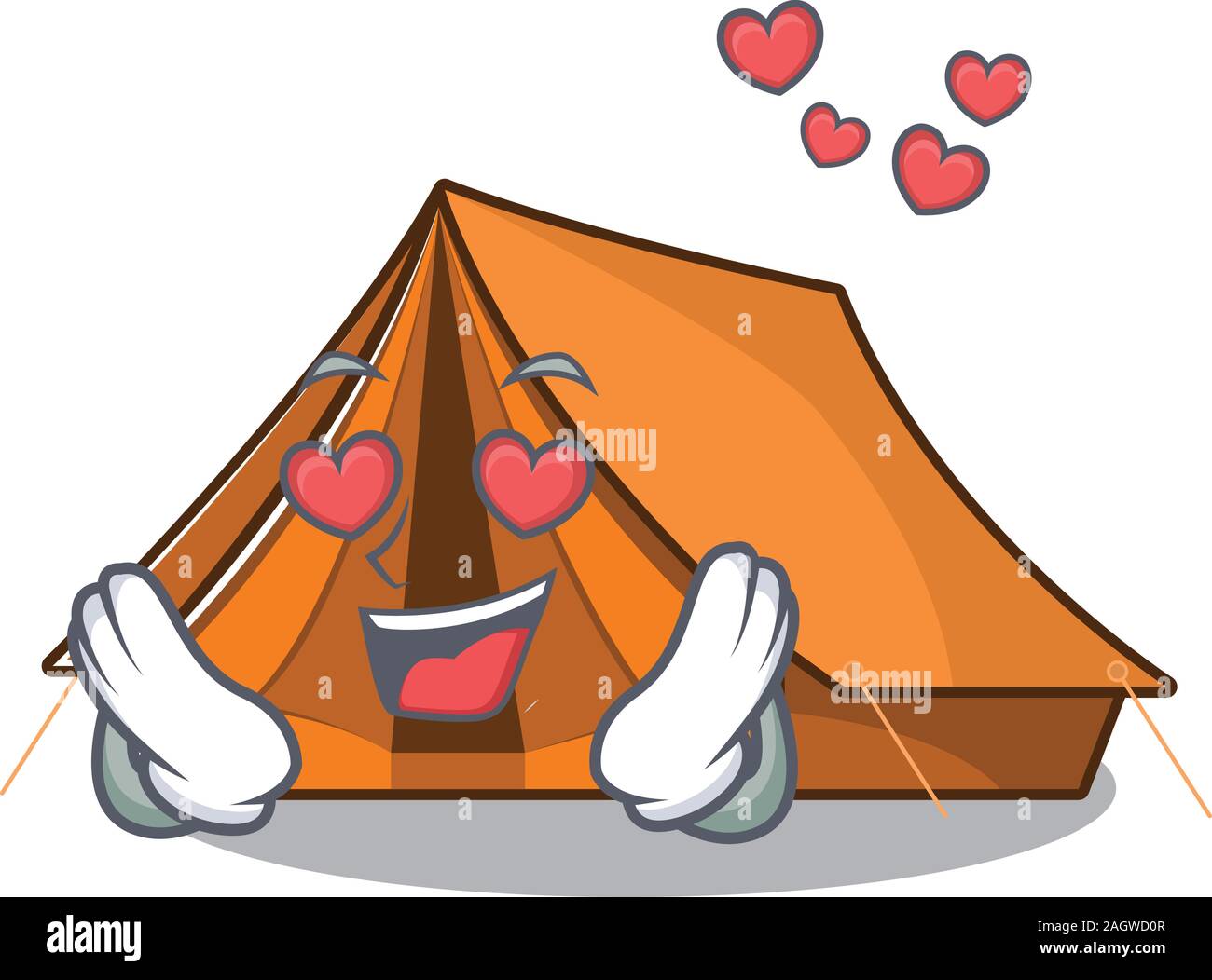 falling In love cute camping tent Scroll cartoon mascot design Stock Vector  Image & Art - Alamy