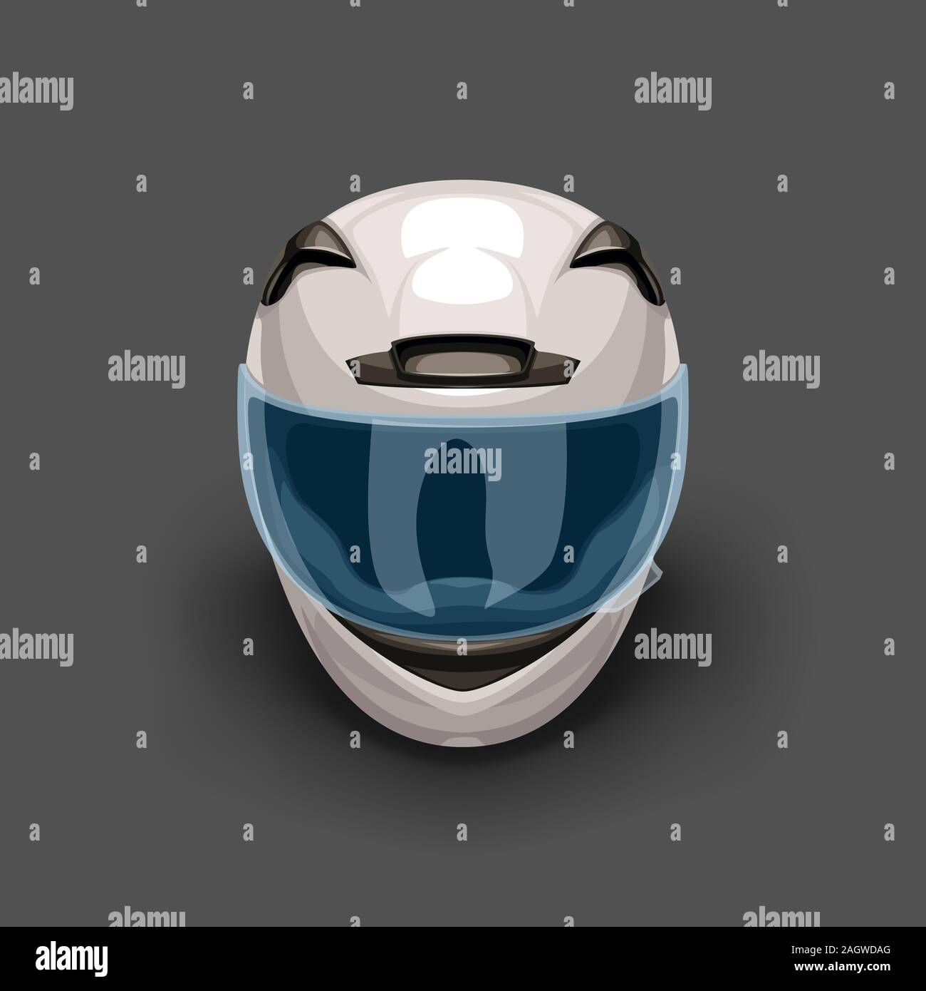 white racing helmet on dark grey Stock Vector