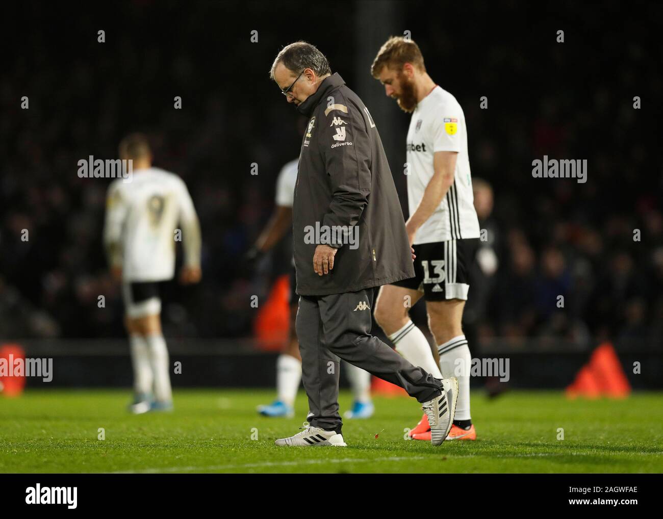 Craven Cottage London Uk 21st Dec 2019 English Championship Football Fulham Versus Leeds United Leeds United Manager Marcelo Bielsa Looking Disappointed Strictly Editorial Use Only No Use With Unauthorized Audio Video