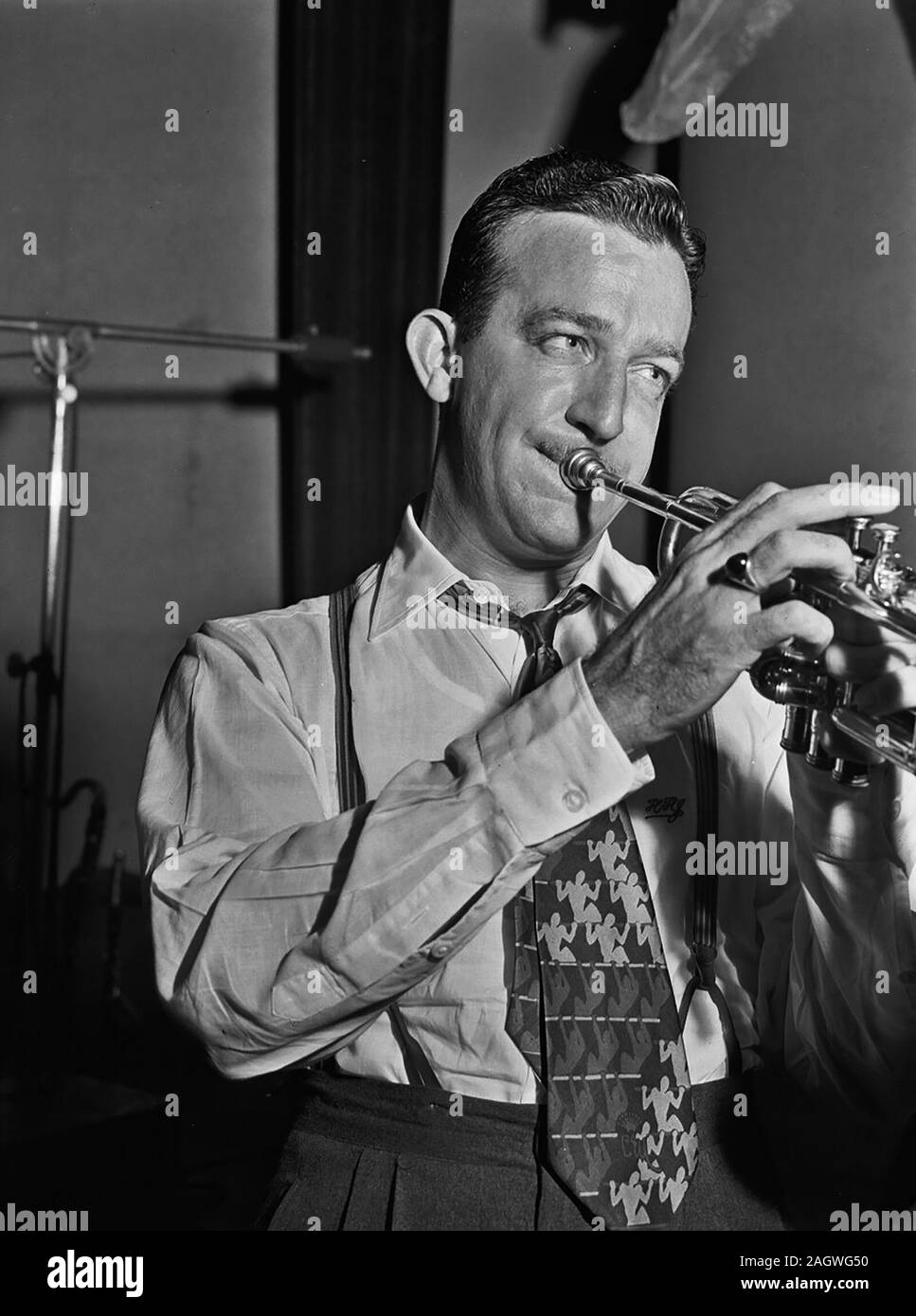 Portrait of Harry James, Coca Cola radio show rehearsal, New York, N.Y., ca. Aug. 1946 Stock Photo