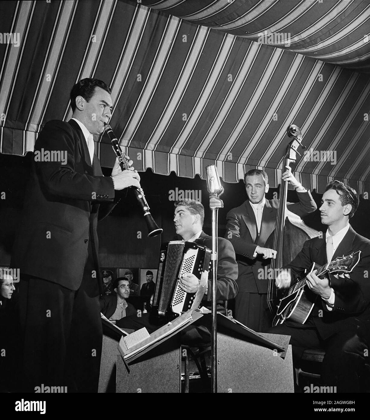 Portrait of Abe Most, Pete Ponti, Sid Jacobs, and Jimmy Norton, Hickory House, New York, N.Y., ca. June 1947 Stock Photo