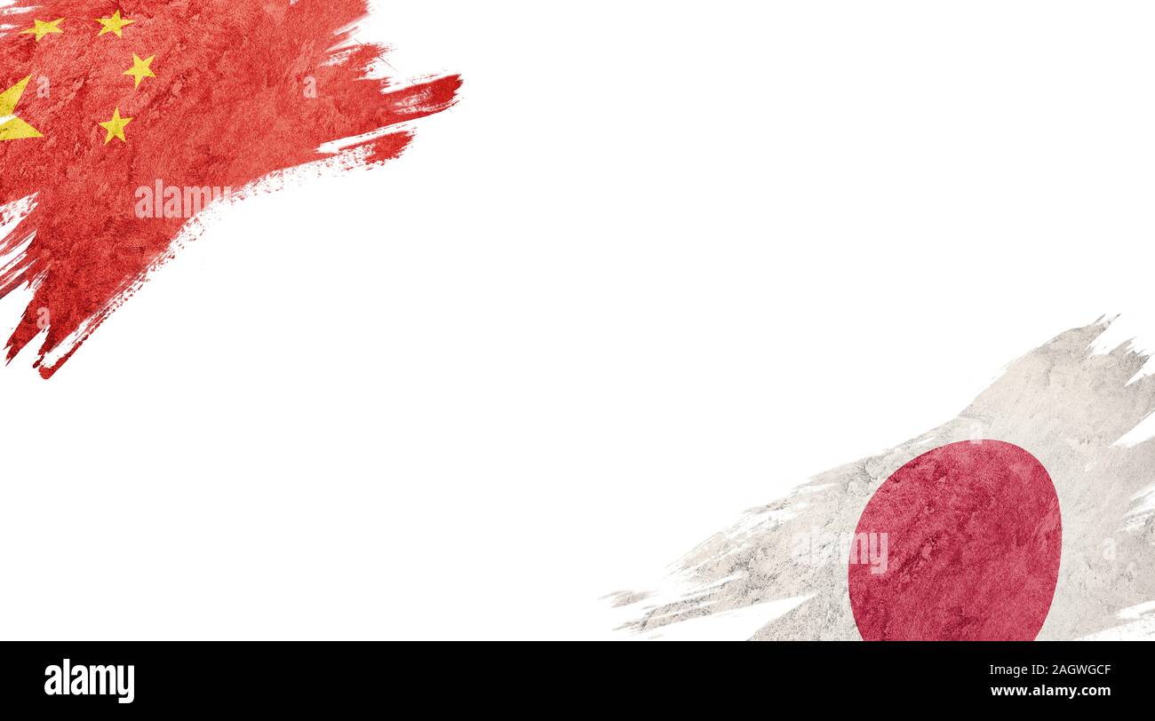 Flags of China and Japan on White Background Stock Photo Alamy