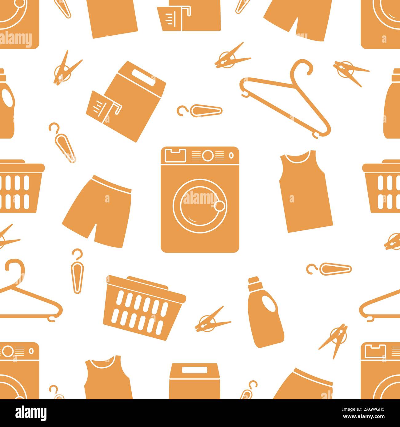 Vector seamless pattern Washing machine, laundry basket, laundry ...