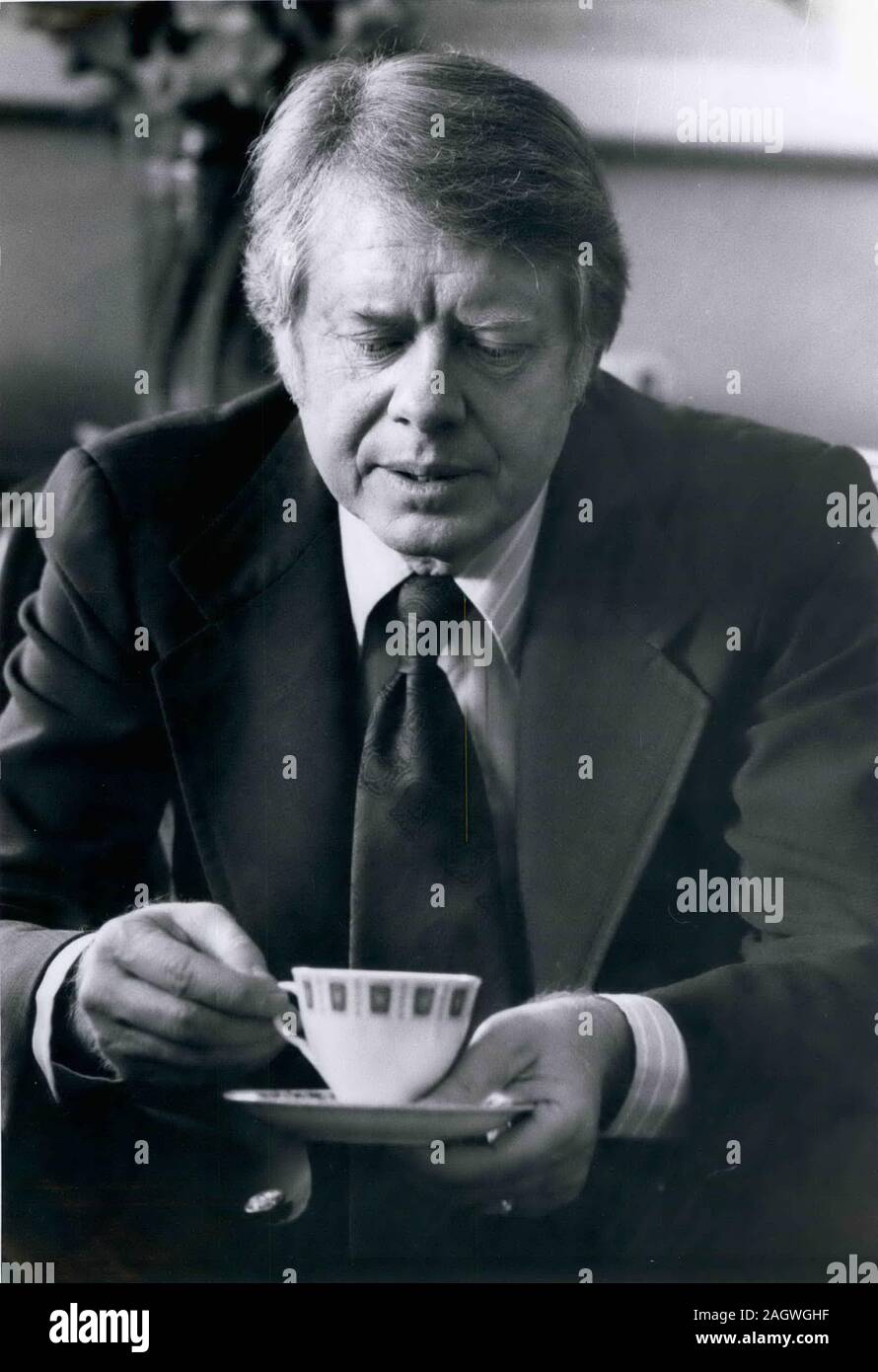 Mar. 03, 1976 - Presidential hopeful, Georgia Governor JIMMY CARTER holds a cup of tea or coffee. Exact place unknown. (Credit Image: © Keystone Press Agency/Keystone USA via ZUMAPRESS.com) Stock Photo