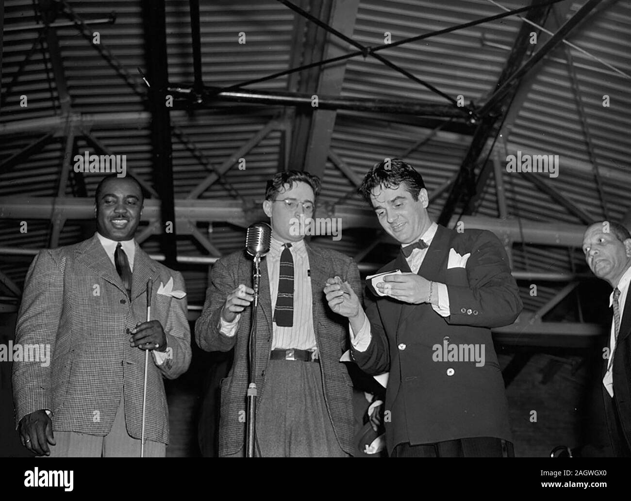 Portrait of Jimmie Lunceford, William P. Gottlieb, and Gene Krupa, Washington, D.C., ca. 1940 Stock Photo