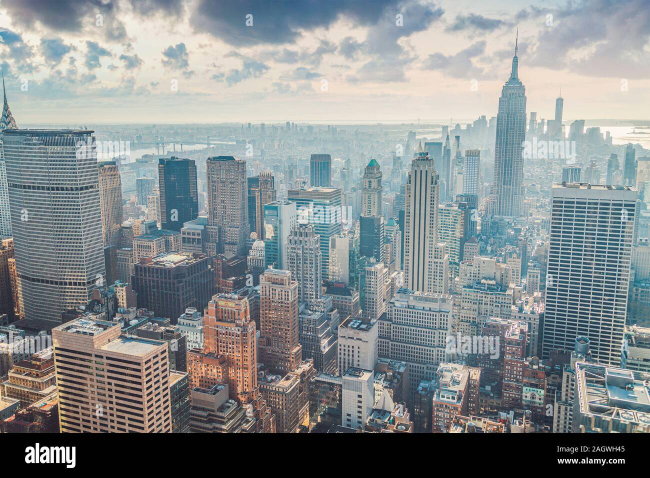 New York City Manhattan street aerial view black and white with ...