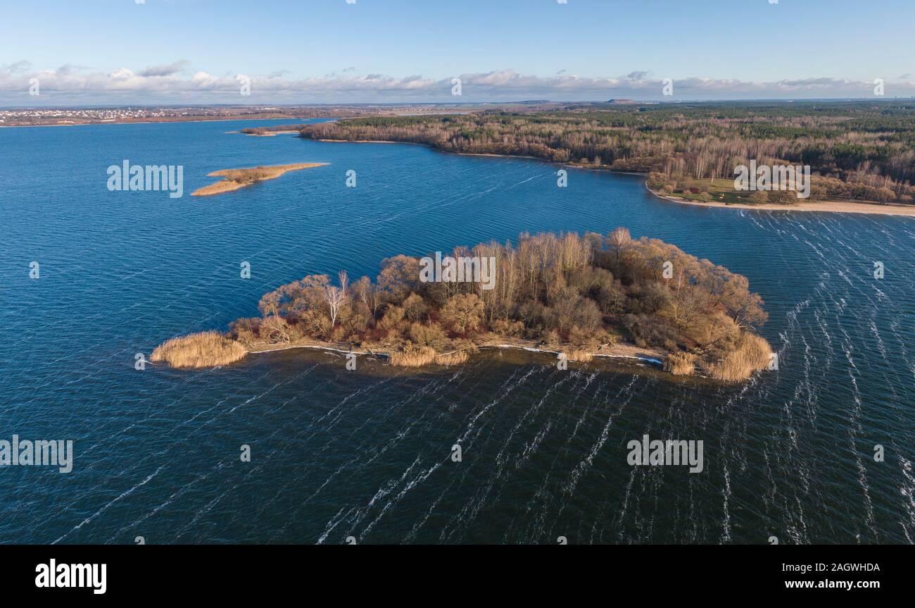 rivers and lakes in the forest. Late fall. Shot on a drone Stock Photo ...