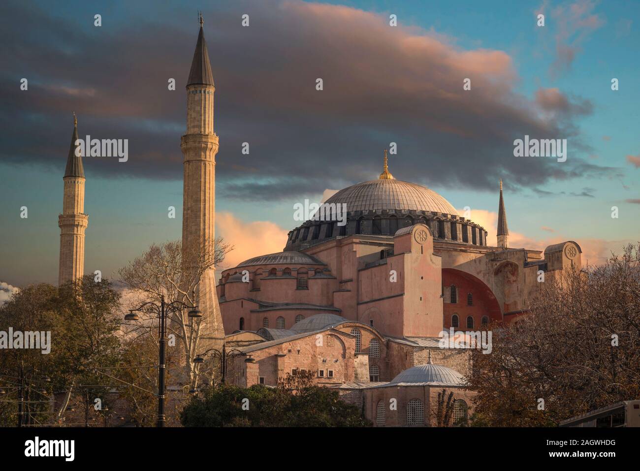 Hagia Sophia (Ayasofya) museum view from the Sultan Ahmet Park in ...