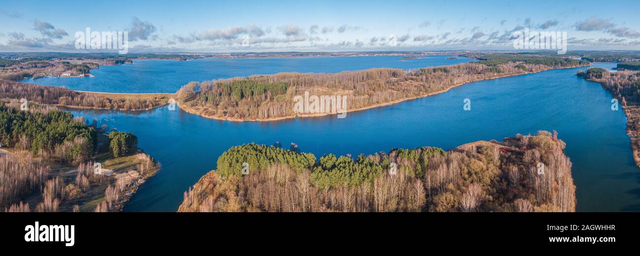 rivers and lakes in the forest. Late fall. Shot on a drone Stock Photo ...