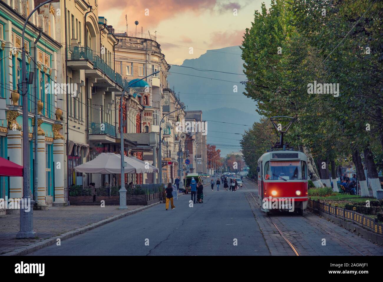 The central district of the city of Vladikavkaz. Russia Stock Photo