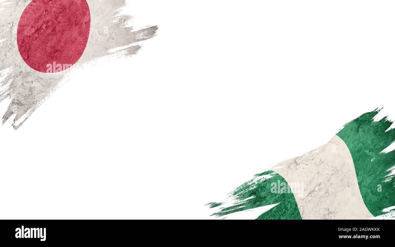 Flags of Japan and Nigeria on White Background Stock Photo Alamy