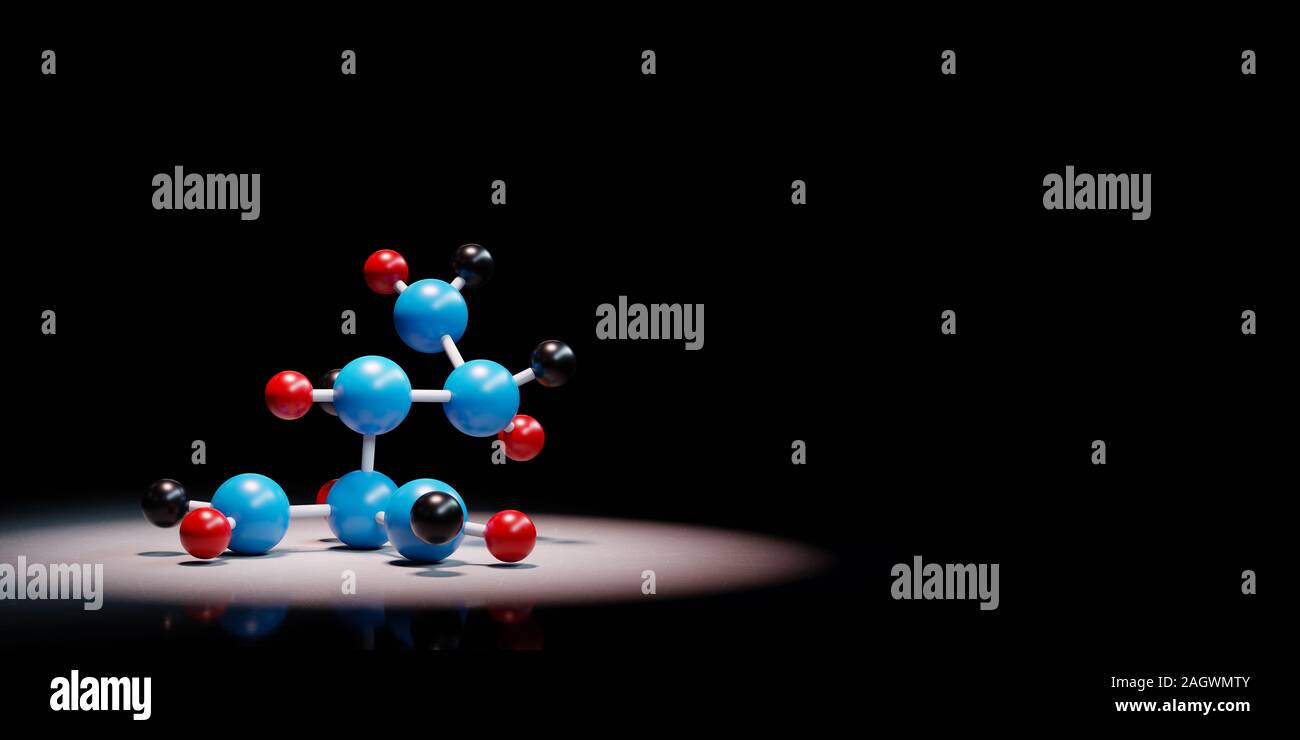 Molecule Shape Structure Spotlighted on Black Background with Copy Space 3D Illustration Stock Photo